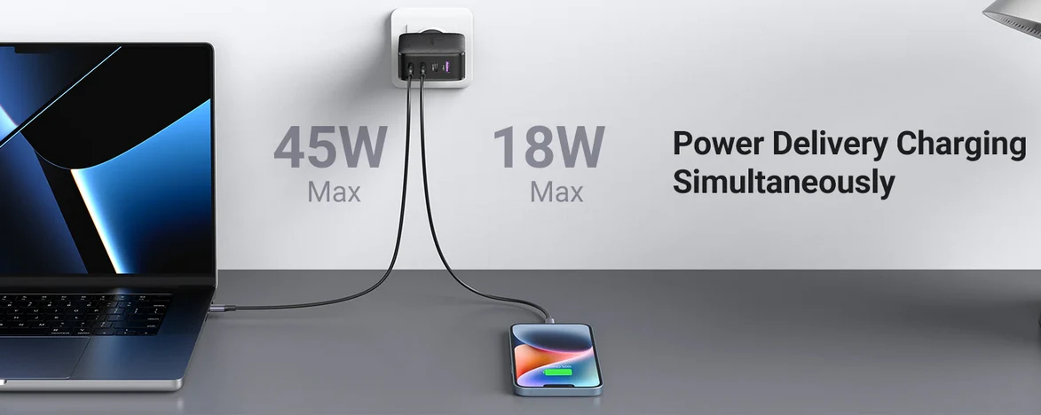 Įkroviklis UGREEN CD224, 3 x USB-C, 1 x USB, GaN, 65W aprašymas - Prekės nuotrauka