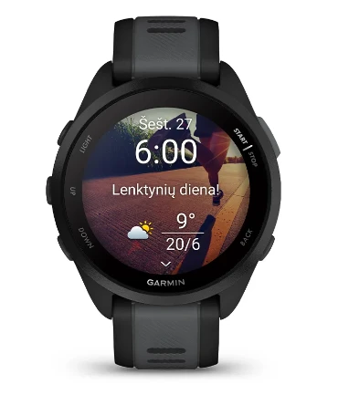 Išmanusis laikrodis Garmin Forerunner® 165 Juodos / pilkai melsvos spalvos aprašymas - Prekės nuotrauka