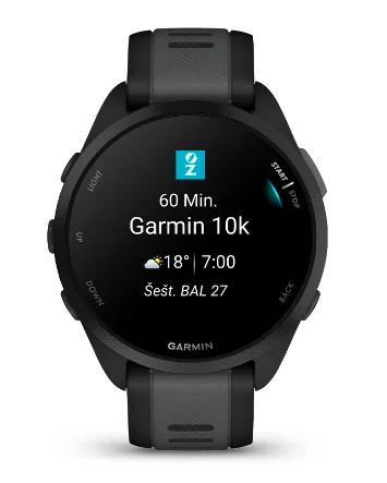 Išmanusis laikrodis Garmin Forerunner® 165 Juodos / pilkai melsvos spalvos aprašymas - Prekės nuotrauka