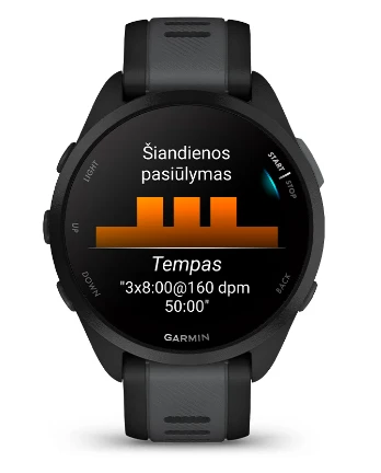 Išmanusis laikrodis Garmin Forerunner® 165 Juodos / pilkai melsvos spalvos aprašymas - Prekės nuotrauka