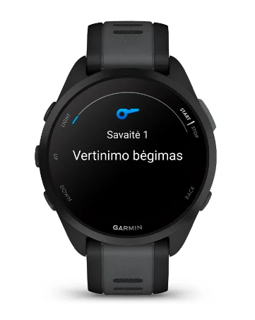 Išmanusis laikrodis Garmin Forerunner® 165 Juodos / pilkai melsvos spalvos aprašymas - Prekės nuotrauka