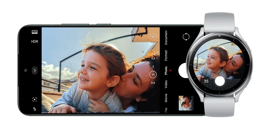 Išmanusis laikrodis Xiaomi Watch 2, Titano spalvos korpusas, su baltos spalvos odiniu dirželiu aprašymas - Prekės nuotrauka