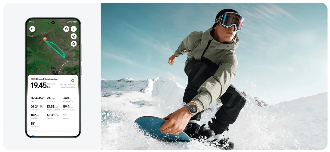 Išmanusis laikrodis Xiaomi Watch 2, Titano spalvos korpusas, su baltos spalvos odiniu dirželiu aprašymas - Prekės nuotrauka
