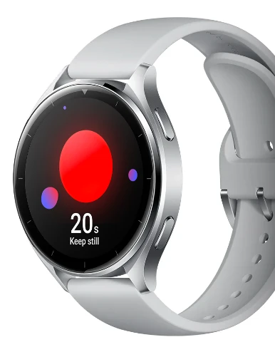 Išmanusis laikrodis Xiaomi Watch 2, Titano spalvos korpusas, su baltos spalvos odiniu dirželiu aprašymas - Prekės nuotrauka