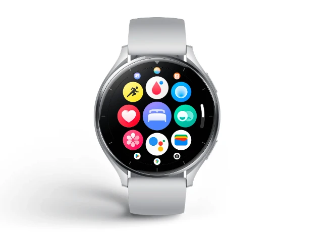 Išmanusis laikrodis Xiaomi Watch 2, Titano spalvos korpusas, su baltos spalvos odiniu dirželiu aprašymas - Prekės nuotrauka