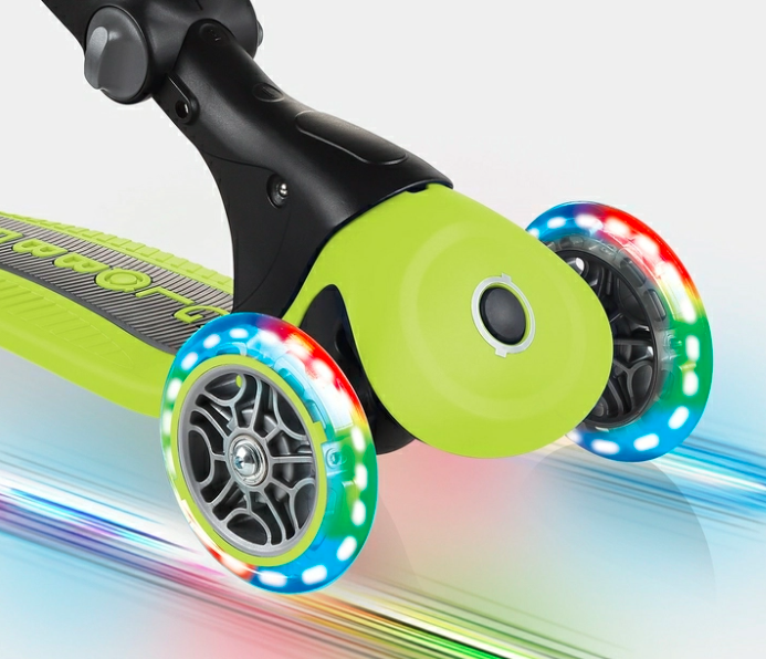 GLOBBER paspirtukas Go Up Deluxe Lights, žydros spalvos, 646-105 aprašymas - Prekės nuotrauka