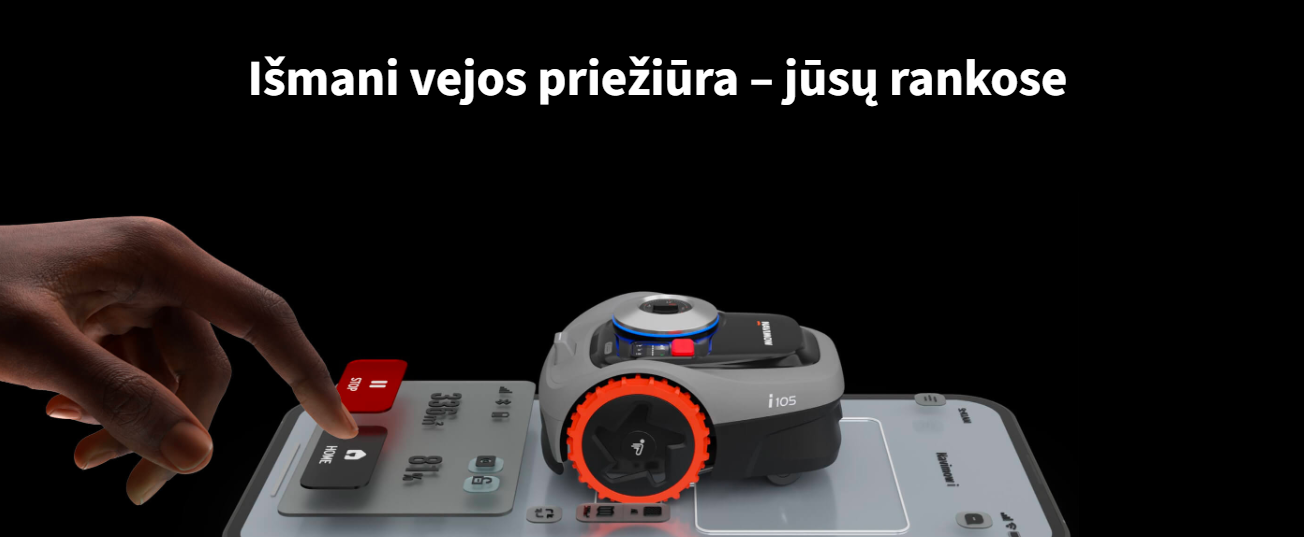 Segway Navimow i105E Belaidis vejos pjovimo robotas skirtas iki 500 m² vejai aprašymas - Prekės nuotrauka