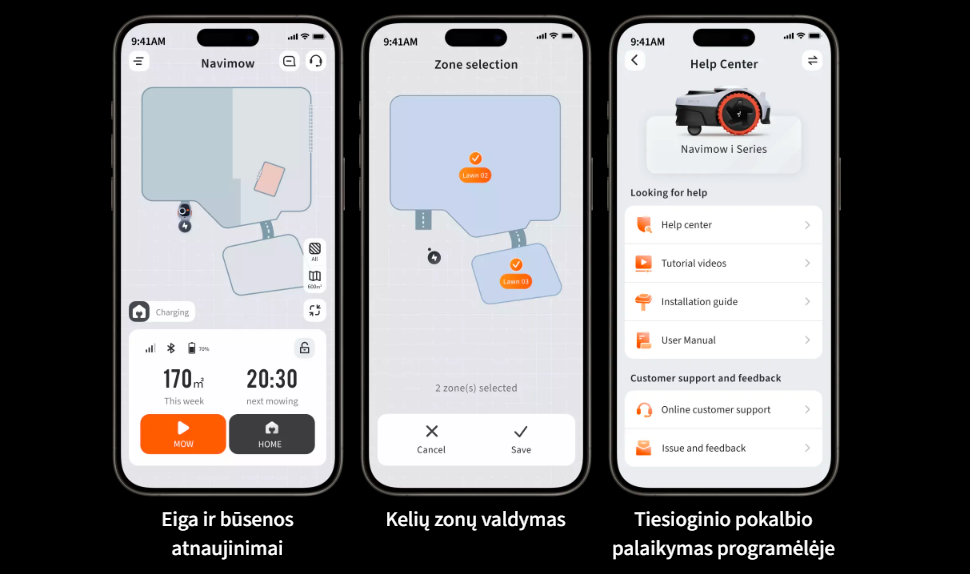 Segway Navimow i105E Belaidis vejos pjovimo robotas skirtas iki 500 m² vejai aprašymas - Prekės nuotrauka