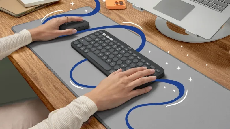 Klaviatūra ir pelė Logitech Pebble 2 Combo for Mac, grafito spalvos aprašymas - Prekės nuotrauka