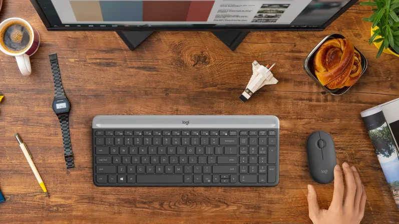 Logitech MK470 Slim Wireless Combo, belaidė klaviatūra ir pelė, Prancūzų išdėstymas (Azerty), Grafito spalvos aprašymas - Prekės nuotrauka