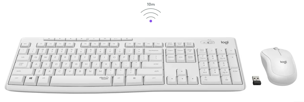 Belaidė klaviatūra su pele Logitech MK295, NORDIC išdėstymas, baltos spalvos aprašymas - Prekės nuotrauka