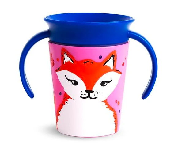 MUNCHKIN mokomasis puodelis su rankenomis, lapė, Miracle 360 Wildlove, 6mėn+, 177 ml, 05177402 aprašymas - Prekės nuotrauka
