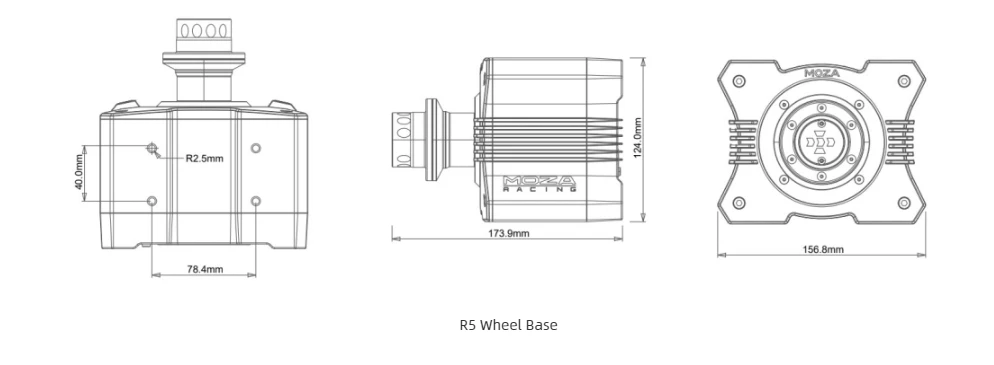 Žaidimų vairo komplektas Moza Racing MOZA R5 Racing Set (R5 DD Wheelbase, ES Wheel, SR-P Lite Pedale, Ti) aprašymas - Prekės nuotrauka