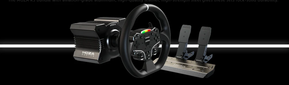 Žaidimų vairo komplektas Moza Racing MOZA R5 Racing Set (R5 DD Wheelbase, ES Wheel, SR-P Lite Pedale, Ti) aprašymas - Prekės nuotrauka