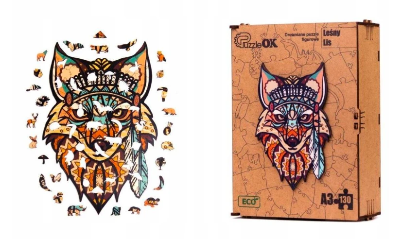PuzzleOK Medinė dėlionė 130 vnt. - Lapė aprašymas - Prekės nuotrauka