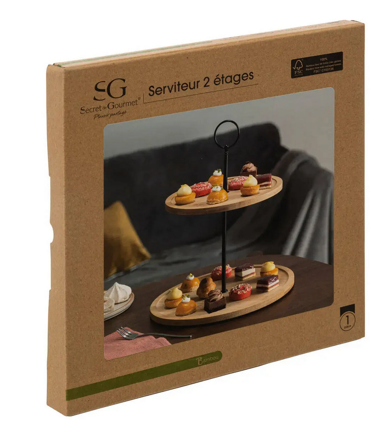 Secret de Gourmet babmukinis dviejų pakopų serviravimo padėklas, aukštis 30 cm aprašymas - Prekės nuotrauka