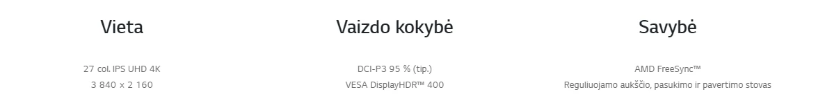 LG 27UP85NP-W, 27 colių UHD 4K IPS monitorius aprašymas - Prekės nuotrauka