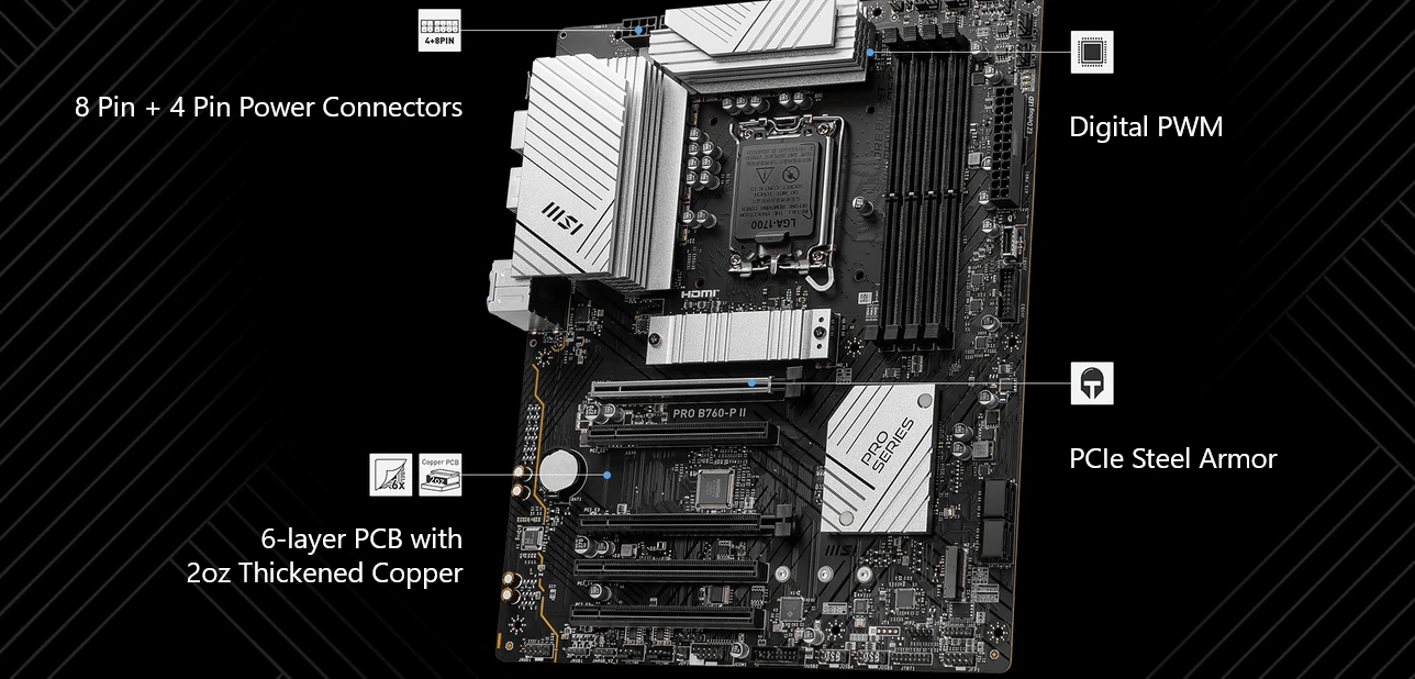 Pagrindinė plokštė MSI PRO B760-P II aprašymas - Prekės nuotrauka