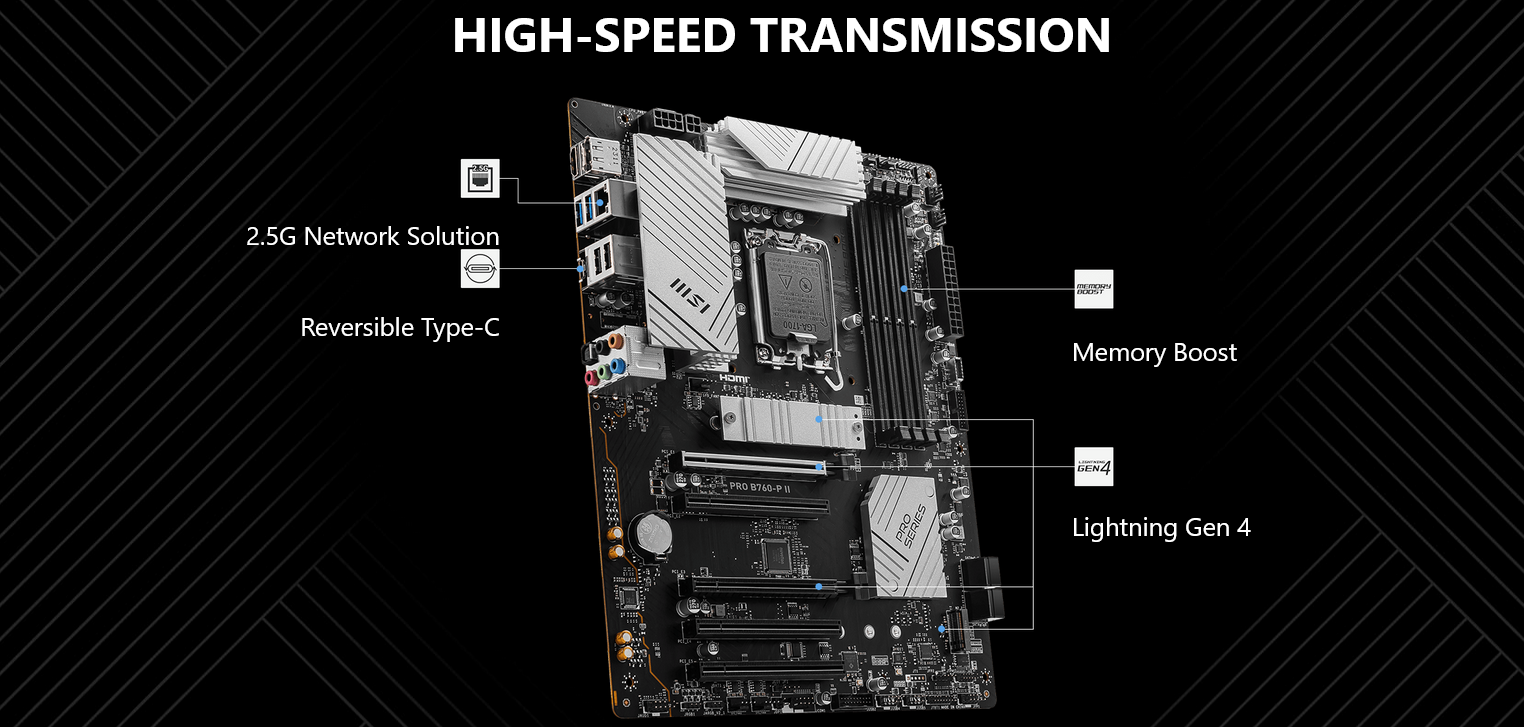 Pagrindinė plokštė MSI PRO B760-P II aprašymas - Prekės nuotrauka