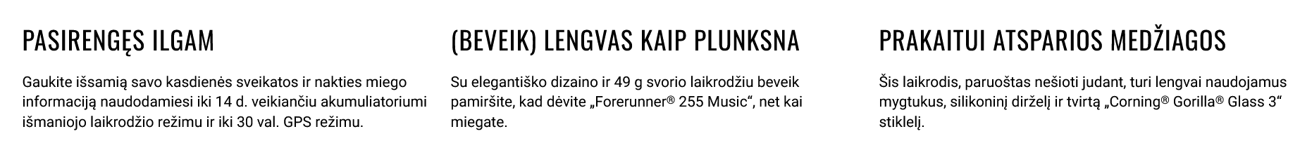 Išmanusis laikrodis Garmin Forerunner 255 Music, Juodos spalvos aprašymas - Prekės nuotrauka