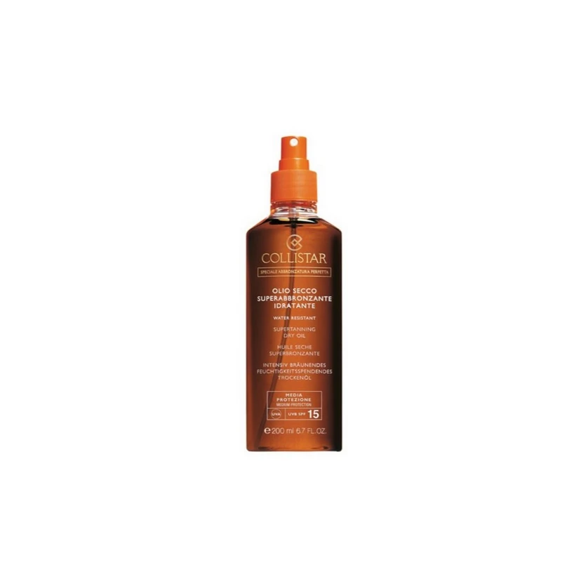 Įdegį skatinantis sausas aliejus, Collistar Supertanning Moisturizing Dry Oil SPF15,  200ml aprašymas - Prekės nuotrauka