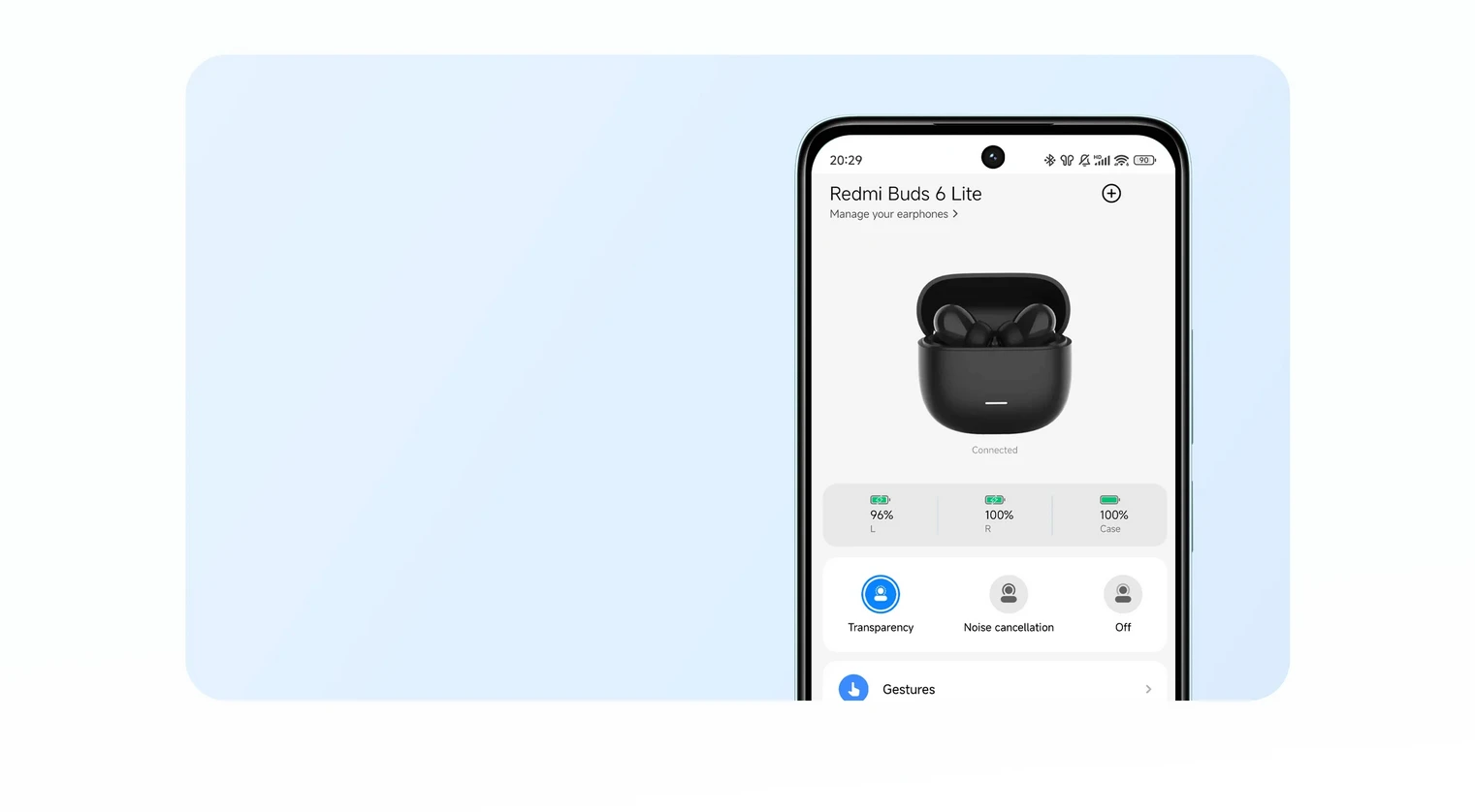 Ausinės Xiaomi Redmi Buds 6 Lite, Juodos aprašymas - Prekės nuotrauka