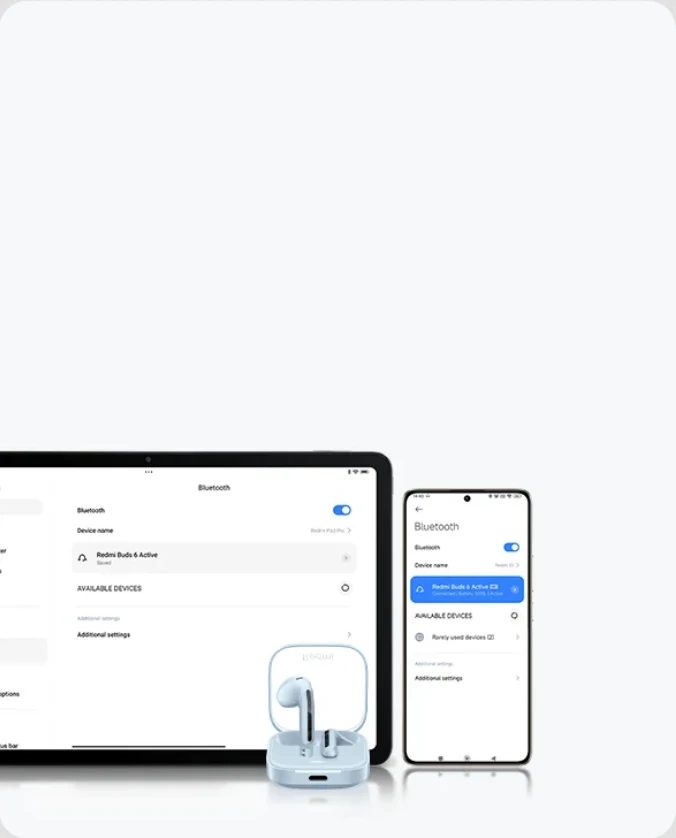 Ausinės Xiaomi Redmi Buds 6 Active, Melsvos spalvos aprašymas - Prekės nuotrauka
