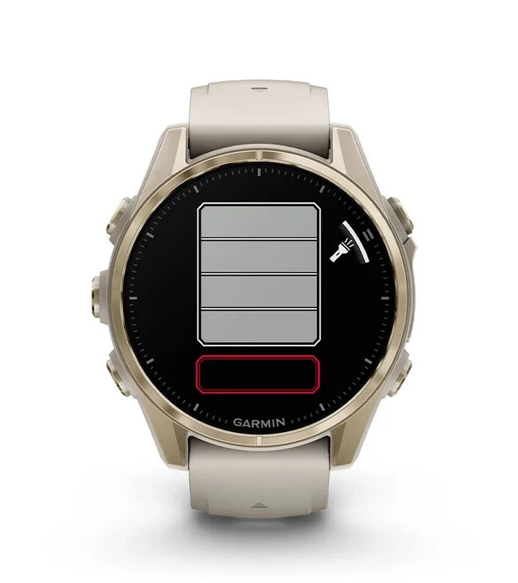 Išmanusis laikrodis Garmin Fenix 8 – 43 mm, AMOLED Sidabrinės spalvos korpusas su baltojo akmens spalvos silikoniniu dirželiu aprašymas - Prekės nuotrauka