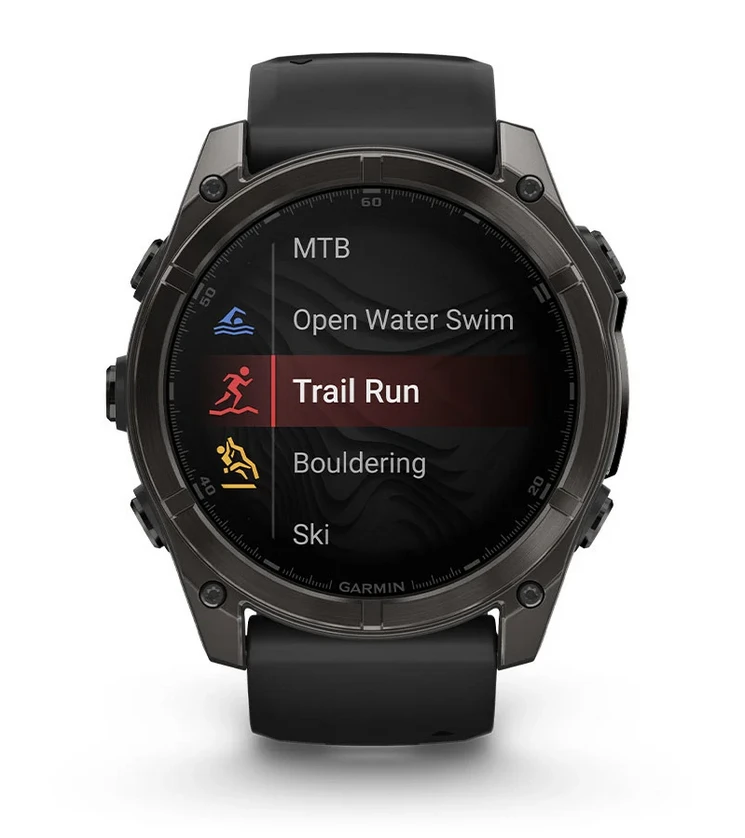 Išmanusis laikrodis Garmin Fenix 8 – 51 mm, AMOLED Skalūno pilkos spavos korpusas su juodu silikono dirželiu aprašymas - Prekės nuotrauka