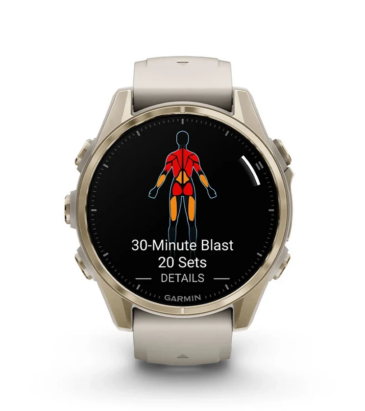 Išmanusis laikrodis Garmin Fenix 8 – 43 mm, AMOLED Sidabrinės spalvos korpusas su baltojo akmens spalvos silikoniniu dirželiu aprašymas - Prekės nuotrauka