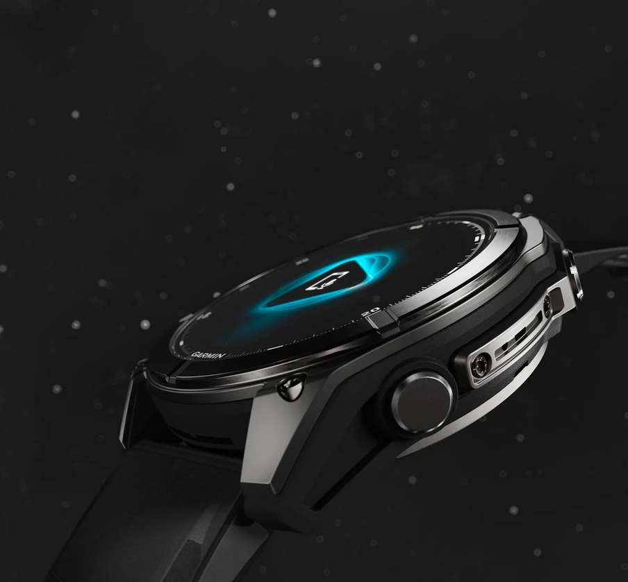 Išmanusis laikrodis Garmin Fenix 8 – 47 mm, AMOLED Sapphire, Pilkos anglies spalvos DLC titanas su juodos / pilkos akmenukų spalvos silikoniniu dirželiu aprašymas - Prekės nuotrauka