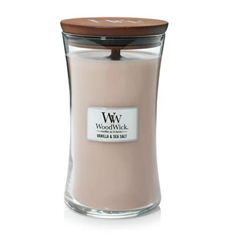WoodWick Aromatinė žvakė (Vanilla & Sea Salt), 609,5 g aprašymas - Prekės nuotrauka
