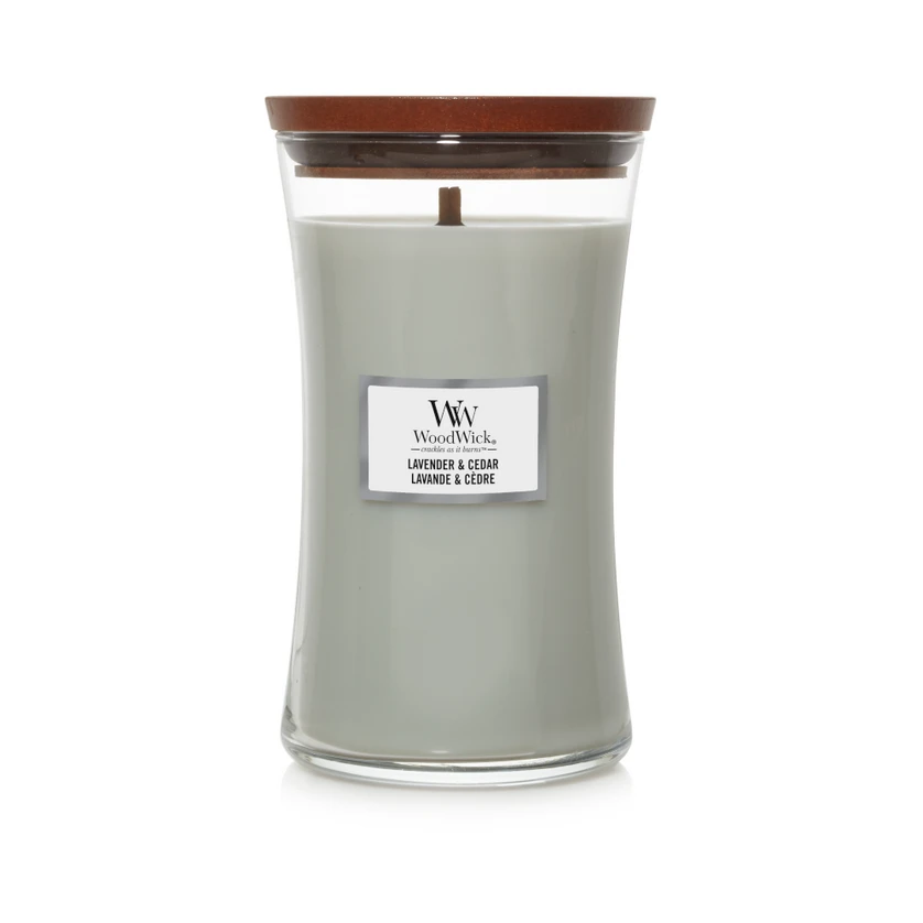 WoodWick Aromatinė žvakė (Lavender & Cedar), 609,5 g aprašymas - Prekės nuotrauka