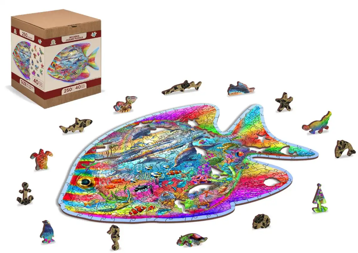 Wooden city Medinė dėlionė Woodencity Magic Fish, 250 detalių aprašymas - Prekės nuotrauka