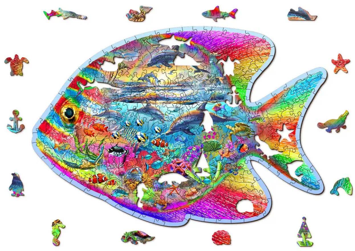 Wooden city Medinė dėlionė Woodencity Magic Fish, 250 detalių aprašymas - Prekės nuotrauka