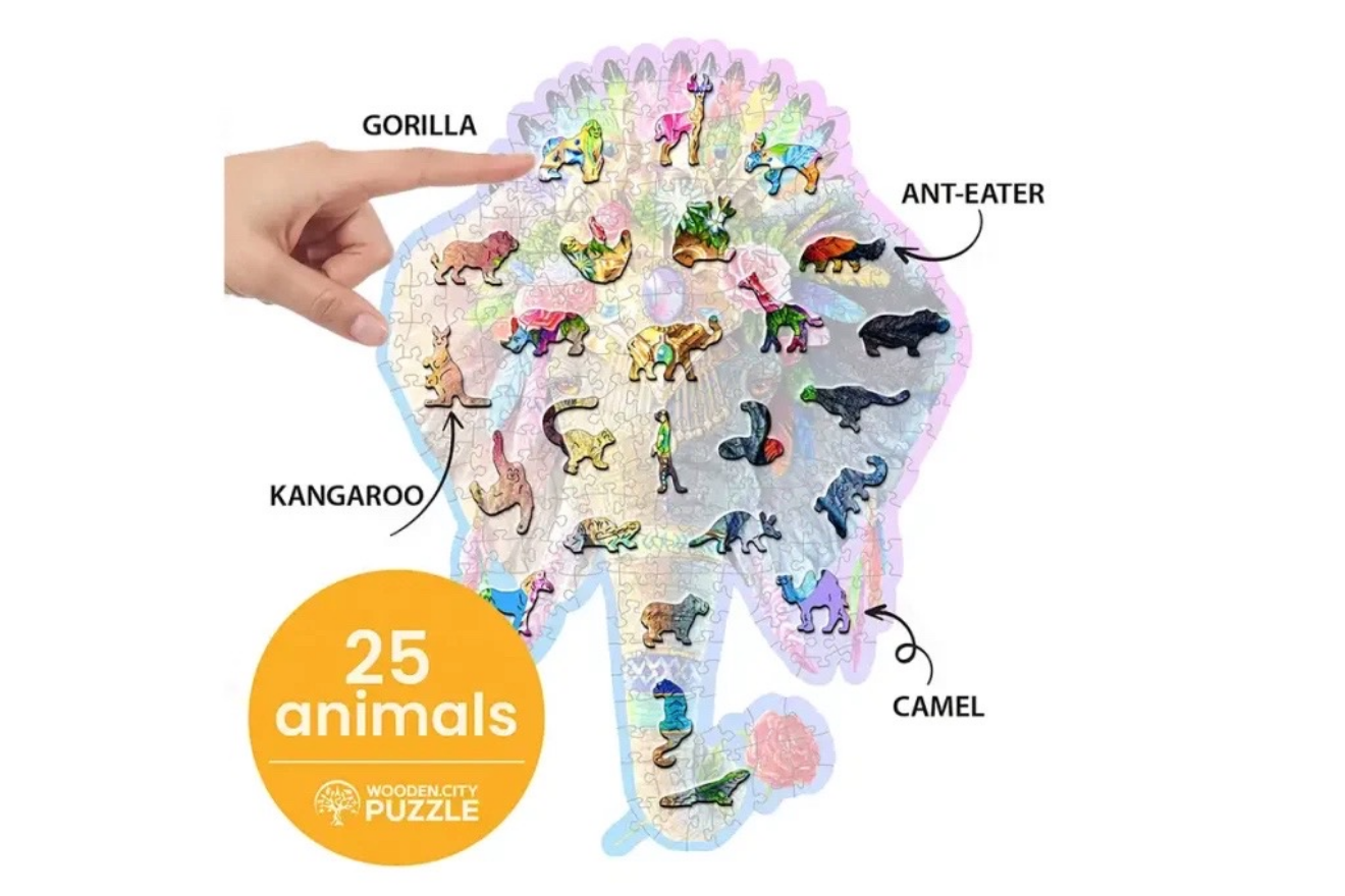 Hobilt Medinė dėlionė Woodencity Elegant Elephant, 250 detalių aprašymas - Prekės nuotrauka