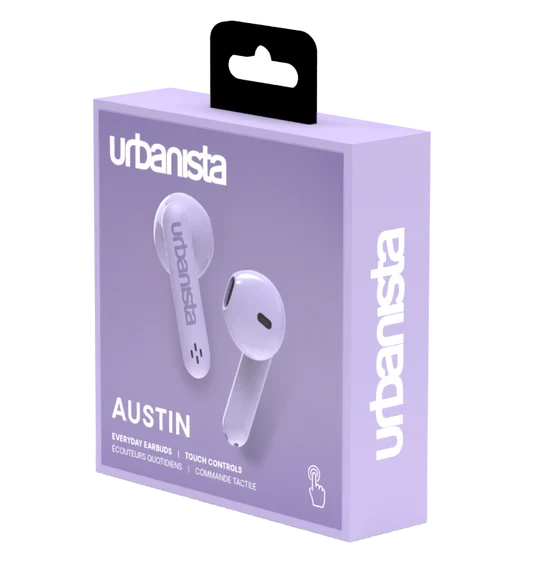 Belaidės ausinės Urbanista Austin, violetinės spalvos aprašymas - Prekės nuotrauka