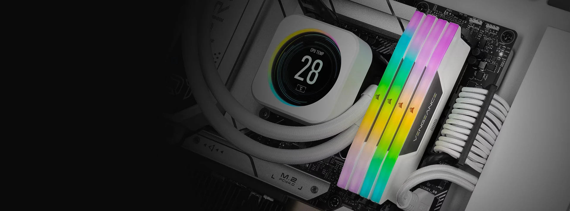 Stacionarių kompiuterių atmintis VENGEANCE RGB 32GB (2x16GB) DDR5 DRAM 6000MT/s CL30 AMD EXPO & Intel XMP aprašymas - Prekės nuotrauka