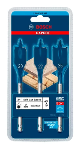 Bosch  „EXPERT Self Cut Speed“ plunksninių grąžtų rinkinys, 3 vnt. (2608900331) aprašymas - Prekės nuotrauka