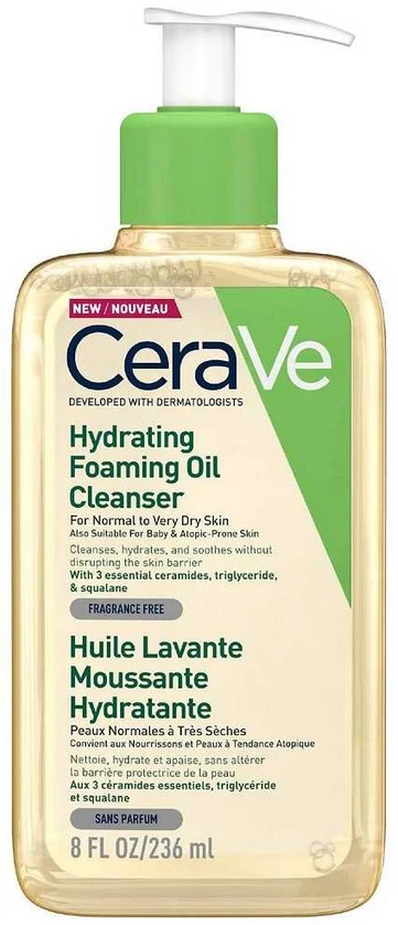 Drėkinamasis putojantis prausimosi aliejus Cerave Hydrating Foaming Oil, 236 ml aprašymas - Prekės nuotrauka