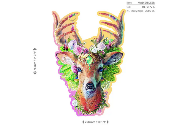 Hobilt Medinė dėlionė Woodencity Modish Deer, 250 detalių aprašymas - Prekės nuotrauka