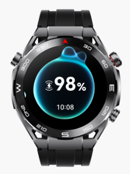 Išmanusis laikrodis Huawei Watch Ultimate Expedition, Sidabrinės ir juodos spalvos korpusas su juodu dirželiu aprašymas - Prekės nuotrauka