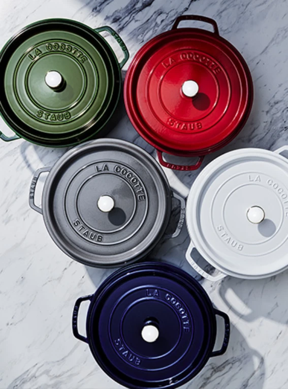 Staub La Cocotte Apvalus ketaus puodas, 2,2 l, pilkos spalvos aprašymas - Prekės nuotrauka