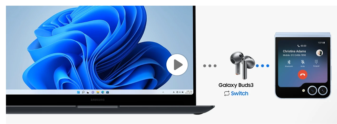 R530NZA Samsung Galaxy Buds 3 Sidabrinis aprašymas - Prekės nuotrauka