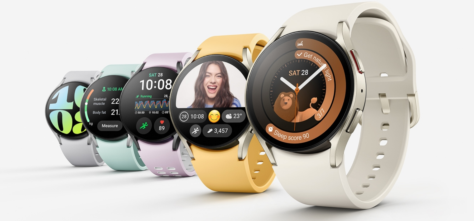 Išmanusis laikrodis Samsung Galaxy Watch 6 BT, 40 mm, auksinės spalvos korpusas su kreminės spalvos dirželiu aprašymas - Prekės nuotrauka