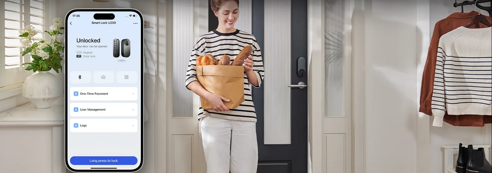 Aqara Smart Lock U200 išmanioji durų spyna, juoda (EL-D02D-B) aprašymas - Prekės nuotrauka