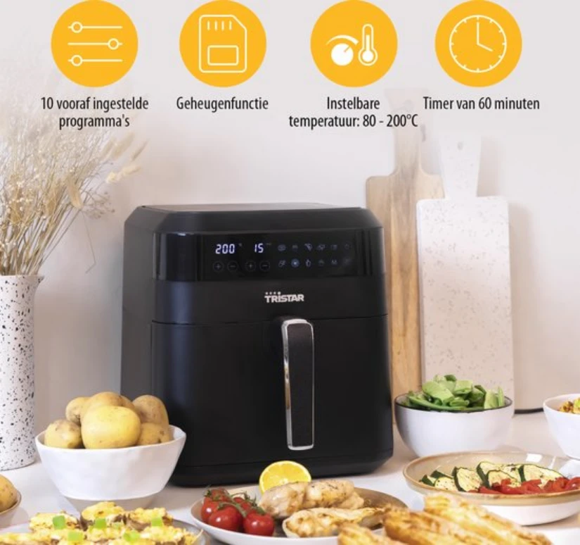 Gruzdintuvė Tristar | Skaitmeninis Airfryer XXL | FR-6999 | Galia 1700 W | Talpa 6 L | Juodas aprašymas - Prekės nuotrauka