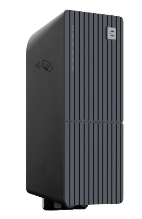 Teltonika Energy | TeltoCharge Type 2, 3 phase | EVC1200P4000 | 22 kW | Output | 32 A | Wi-Fi, Bluetooth, Ethernet, 4G/LTE (CAT1), 3G, 2G (Optional) | Powerful EV charger that is loaded with smart features accessible via mobile App. TeltoCharge features robust external shell and reliable build quality, which can withstand even the harshest weather. It is IP55 and IK10 rated, meaning that it can be safely installed both indoors and outdoors | m | Slate pilkas aprašymas - Prekės nuotrauka
