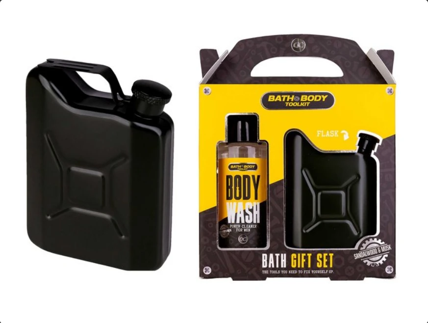 Kūno priežiūros dovanų rinkinys Accentra Men Bath & Body Toolkit Body Care Kit (Dušo gelis 100 ml,  Nerūdijančio plieno gertuvė 115 ml ) aprašymas - Prekės nuotrauka