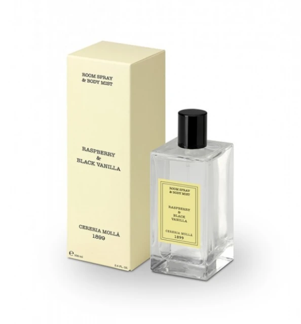 Cereria Molla RASPBERRY&BLACK VANILLA Namų purškiklis ir kūno dulksna, 100 ml aprašymas - Prekės nuotrauka
